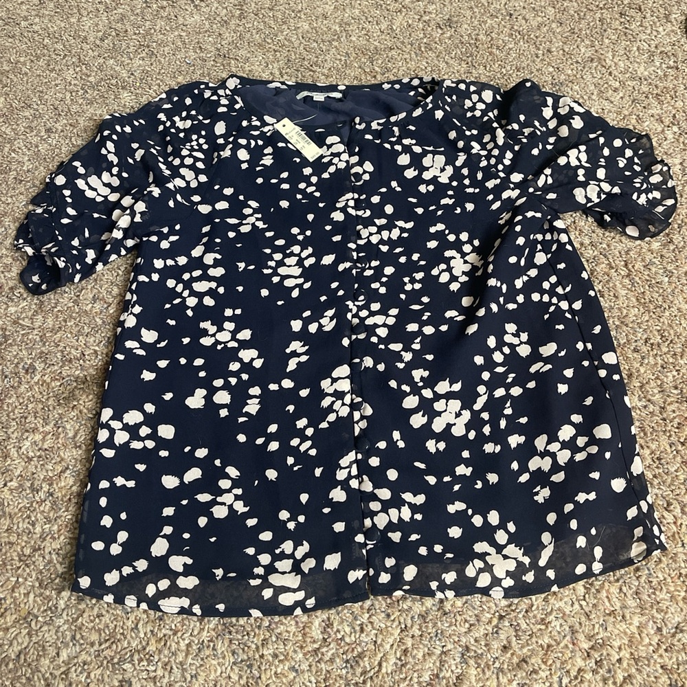 Madewell Navy and White Patterned Blouse